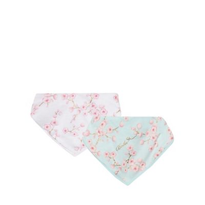 White pack of two blossom print bibs